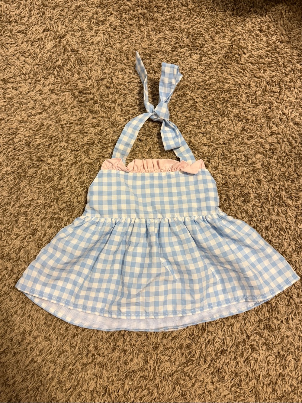 Mary & Grace Toddler Girl Blue Gingham Halter Swim Top